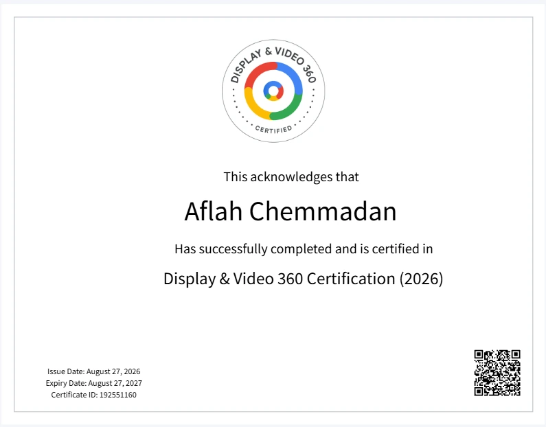 Google Ads Display & Vedio 360 certification