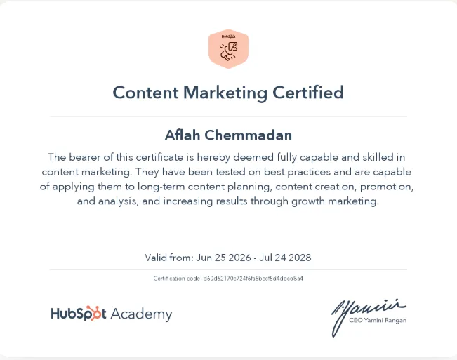 HubSpot Content Marketing Certification